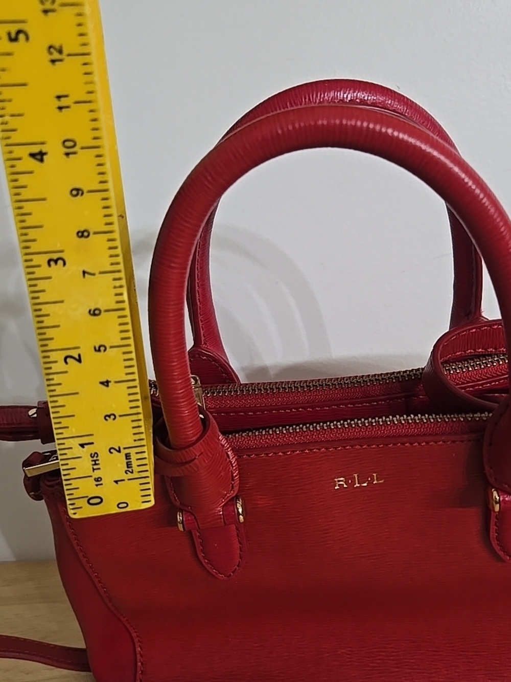Ralph Lauren Mini Newbury double zip satchel bag Red - Picture 3 of 16